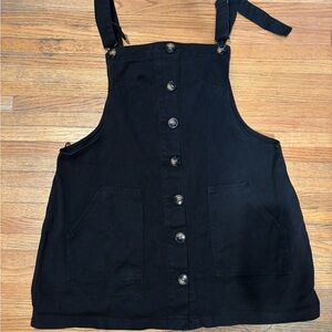 Boohoo Black Denim Pinafore Dress